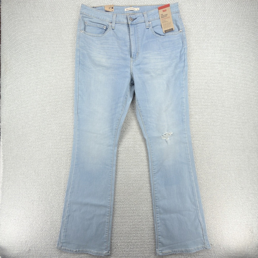 NWT Levi's 725 High Rise Bootcut Jeans Women's 33x32 Light Wash Distressed